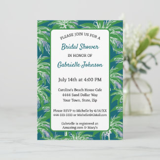 Green Blue Palm Tree Modern Wedding Shower Party Einladung