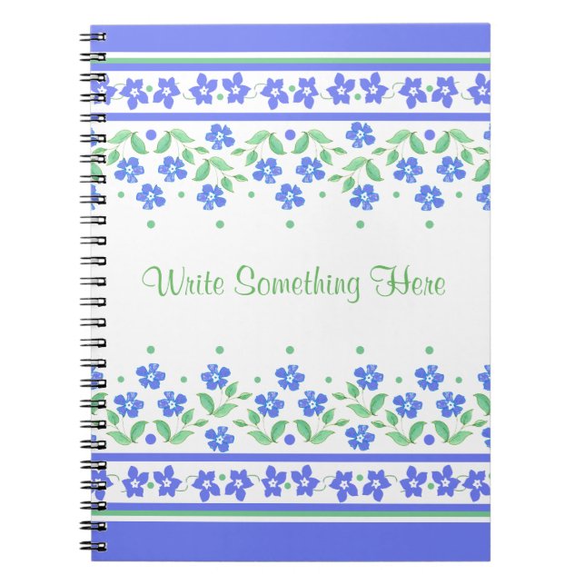Green Blue Periwinkle Blumenstrauß personalisieren Notizblock (Vorderseite)
