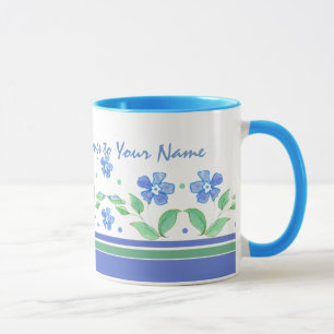 Green Blue Periwinkle Blumenstrauß personalisieren Tasse