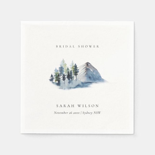 Green Blue Pine Woods Mountain Brautparty Serviette (Vorderseite)
