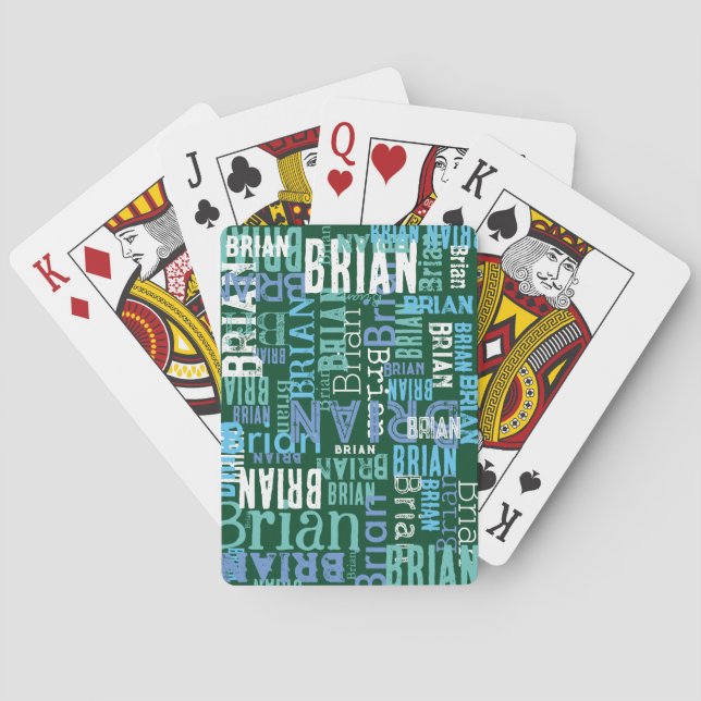 Green Blue Playing Cards mit Individuelle Name Pat Spielkarten (Rückseite)