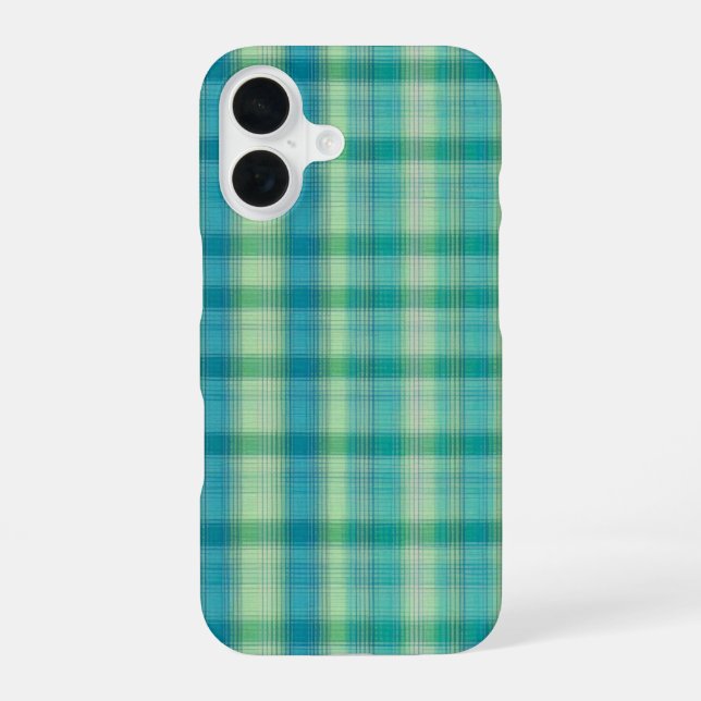 Green & Blue Preppy Pattern Phone Case iPhone 16 Hülle (Rückseite)