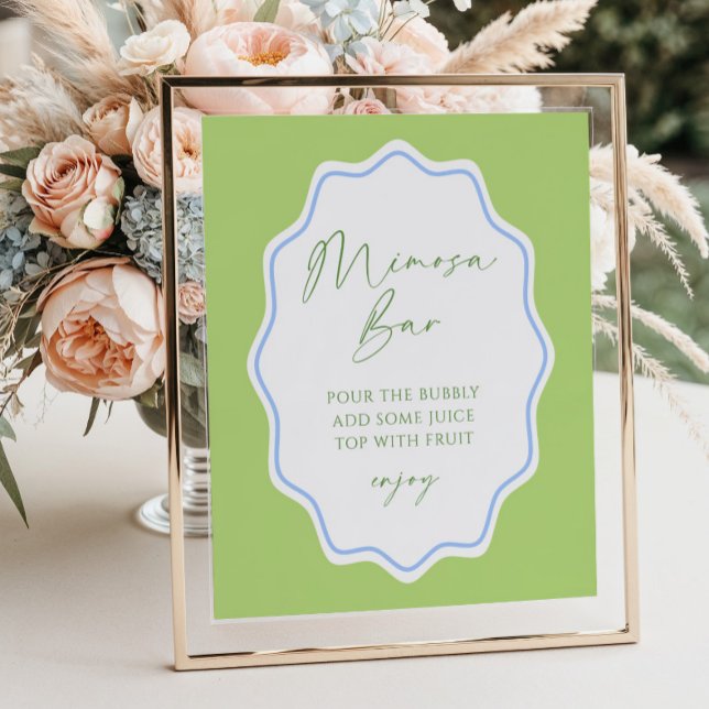 Green Blue Scallope Frame Bridal Mimosa Bar Poster (Von Creator hochgeladen)