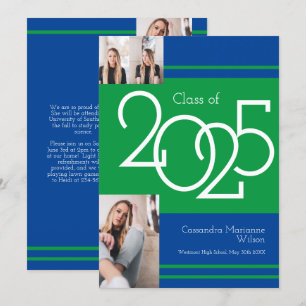 Green Blue School Colours Faire-part de diplôme