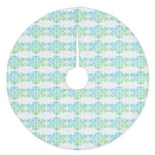 Green Blue Snowflakes Weihnachtsbaumrock Fleece Weihnachtsbaumdecke