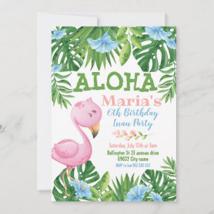 Green Blue Tropical Floral Aloha Luau Birthday Einladung