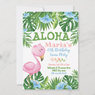 Green Blue Tropical Floral Aloha Luau Birthday Einladung