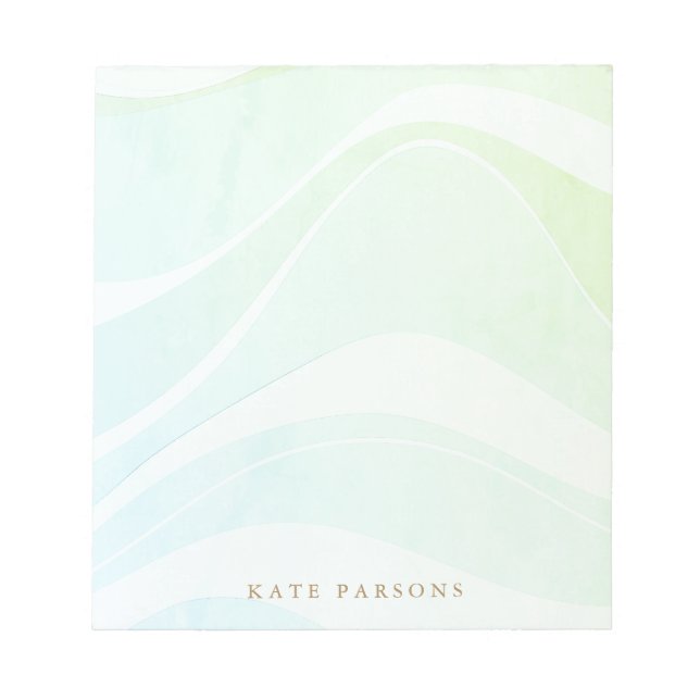 Green Blue Tropical Retro Watercolor Waves Notizblock (Vorderseite)