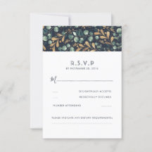 Green Blue und Gold Wedding RSVP