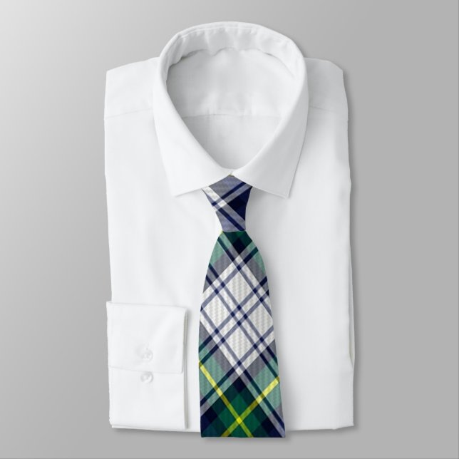 Green Blue White Kariert Christmas Necktie Krawatte (Gebunden)