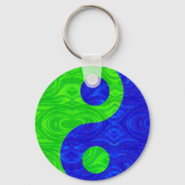Green & Blue Yang-Symbol-Schlüsselkette Schlüsselanhänger (Vorderseite)