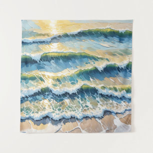 Green Blue Yellow Design am Strand 345 Wandteppich