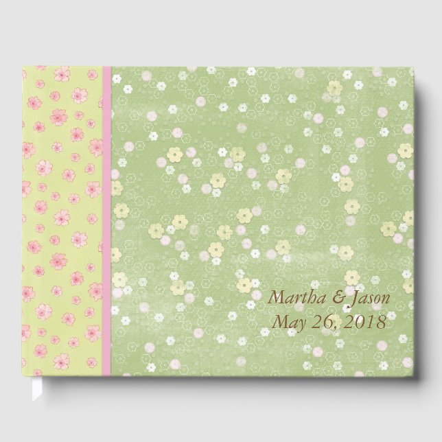 Green Blume Country Wedding Guest Book Gästebuch (Vorderseite)