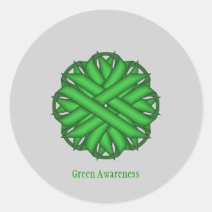 Green Blume Ribbon von Kenneth Yoncich Runder Aufkleber