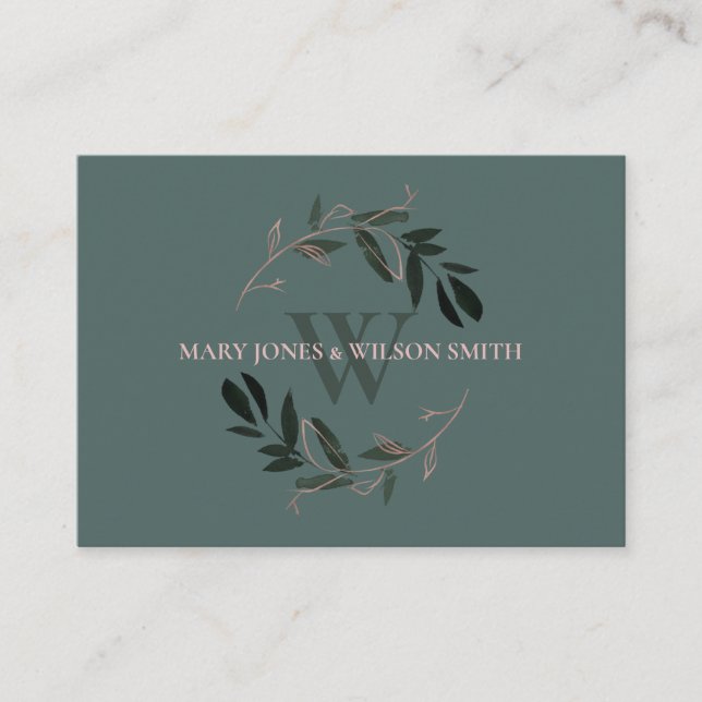 GREEN BLUSH PINK FAUNA WREATH WEDDING GUT BEGLEITKARTE (Vorderseite)