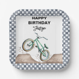 Green BMX Dirt bike birthday  Pappteller
