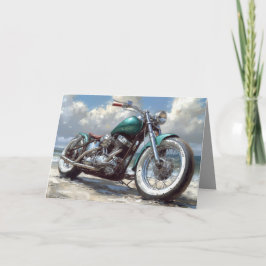 Green Bobber Motorrad Card - Beach Background Karte
