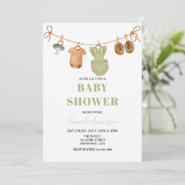Green Boho Baby Kleidung Mädchen Dusche Baby Einladung