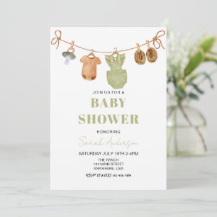 Green Boho Baby Kleidung Mädchen Dusche Baby Einladung