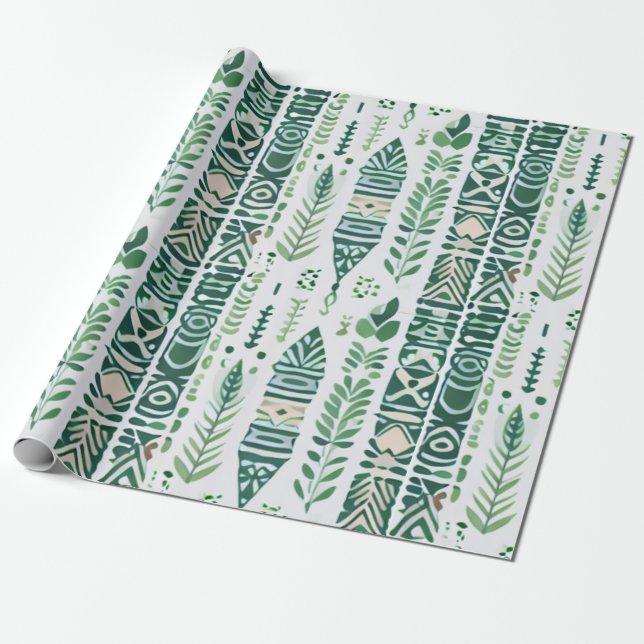 Green-boho-Design Geschenkpapier (Ungerollt)