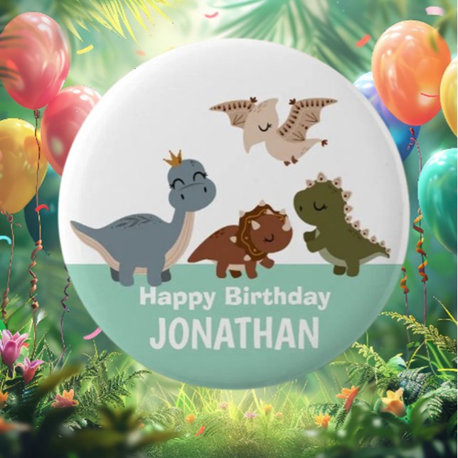 Green Boho Dinosaur Button (Discover the playful charm of our Green Boho Dinosaur Button! )