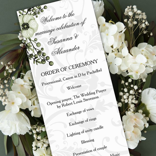Green Boho Floral Wreath Wedding Programm (Von Creator hochgeladen)