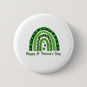 Green Boho Kleeblatt Rainbow St. Patrick's Day Button