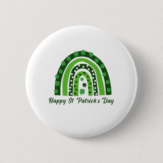 Green Boho Kleeblatt Rainbow St. Patrick's Day Button
