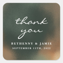 Green Boho Minimalistisch Wedding Square Sticker