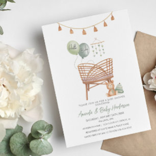 Green Boho Nursery Boho Baby shower Invitation