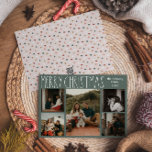 Green Boho Polka Dot Christmas 5-Foto Feiertagskarte<br><div class="desc">Diese grüne Polka dot Christmas 5-Foto-Weihnachtskarte ist perfekt für Ihren modernen böhmischen Landgasthof-inspiriert Urlaub Gruß. Der klassische rustikale, aber feine handgezeichnet Schriftart verleiht ihm einen erdigen Vintagen Look und behalte ihn niedlich und einfach. Die Polka-Punkte kommen in Erdtönen wie Rot, Salbei, Rosa, Rosa, Terrakotta, Rost und Bräune. Das Design ist...</div>