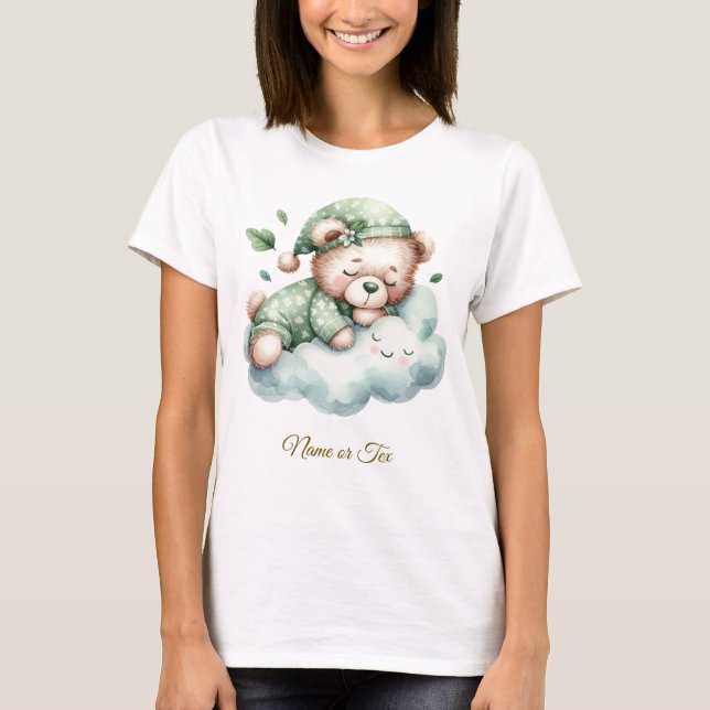 Green Boho Schlafen Teddy Bären Niedliches Party F T-Shirt (Vorderseite)