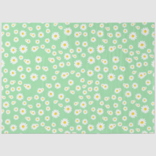 Green Boho Spring Daisies Pattern Seidenpapier