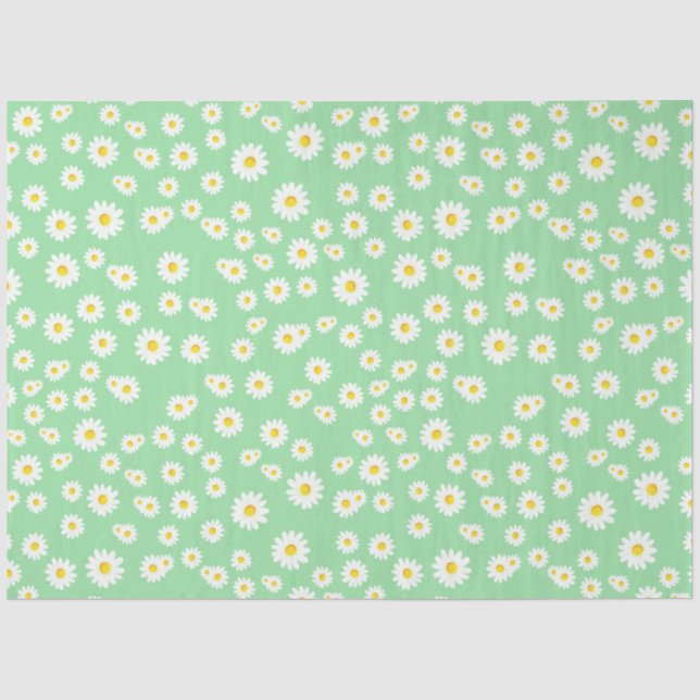 Green Boho Spring Daisies Pattern Seidenpapier (Vorderseite)