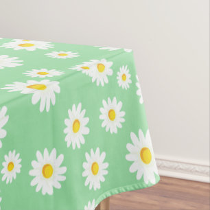 Green Boho Spring Daisies Pattern Tischdecke