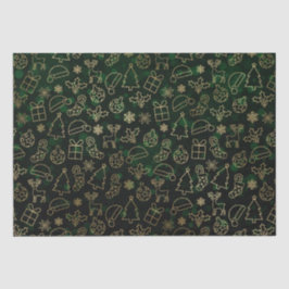 Green Bokeh and Gold Foil Christmas Holly Seidenpapier
