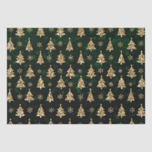 Green Bokeh und Gold Glitzer Weihnachtsbaumen Seidenpapier