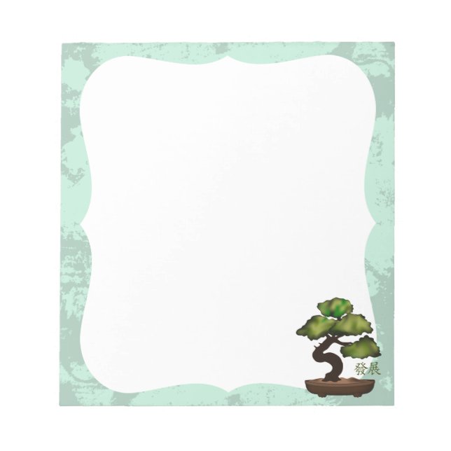 Green Bonsai grunge Hintergrund "Growth" Notizblock (Vorderseite)
