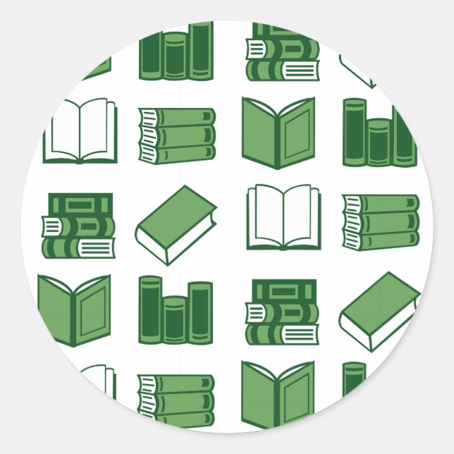 Green Book Reading and Writing Pattern Runder Aufkleber (Vorderseite)