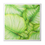 Green Botanical Ceramic Tile Fliese<br><div class="desc">A lovely Garden Leaves Illustration Ceramic Tile designed to decorate any space and bring a touch of nature and relaxation to your home.</div>