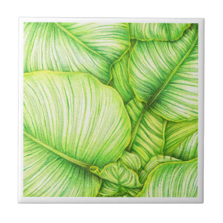 Green Botanical Ceramic Tile Fliese
