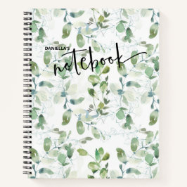 Green Botanical Foliage Watercolor-Notebook Notizbuch