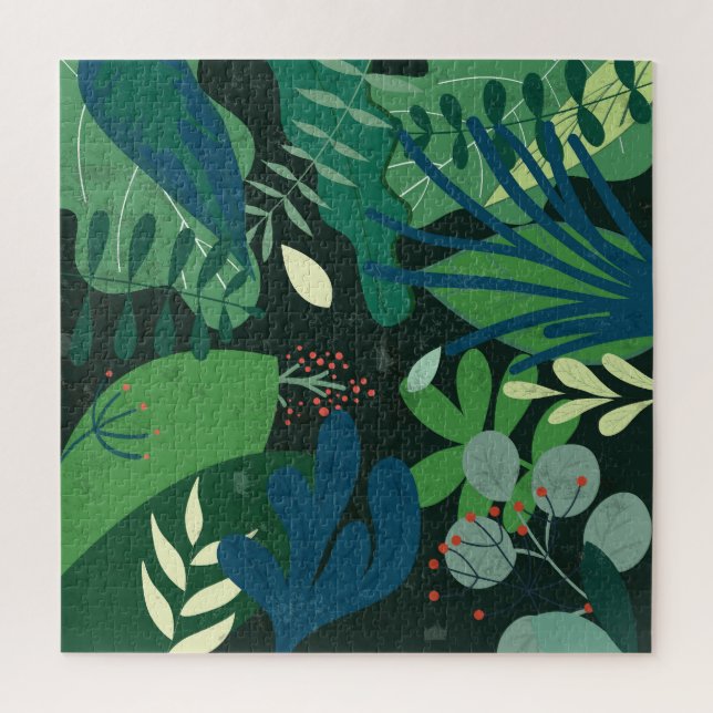 Green Botanical: Illustration tropischer Blätter (Vertikal)