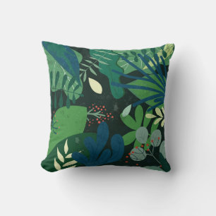 Green Botanical: Illustration tropischer Blätter Kissen
