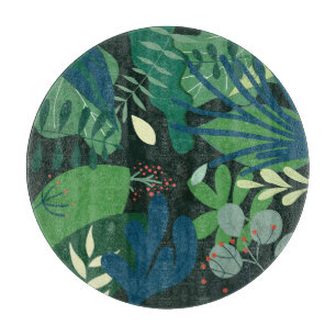 Green Botanical: Illustration tropischer Blätter Schneidebrett