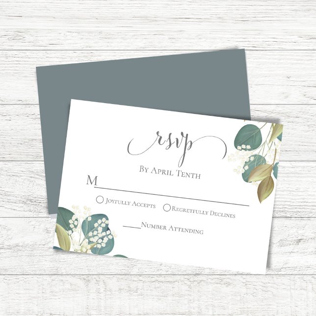 Green Botanical Leave Réponse du Mariage (Classic wedding RSVP card with botanical greenery.)