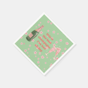 Green Bougie Champagne Flaschenangebot Serviette