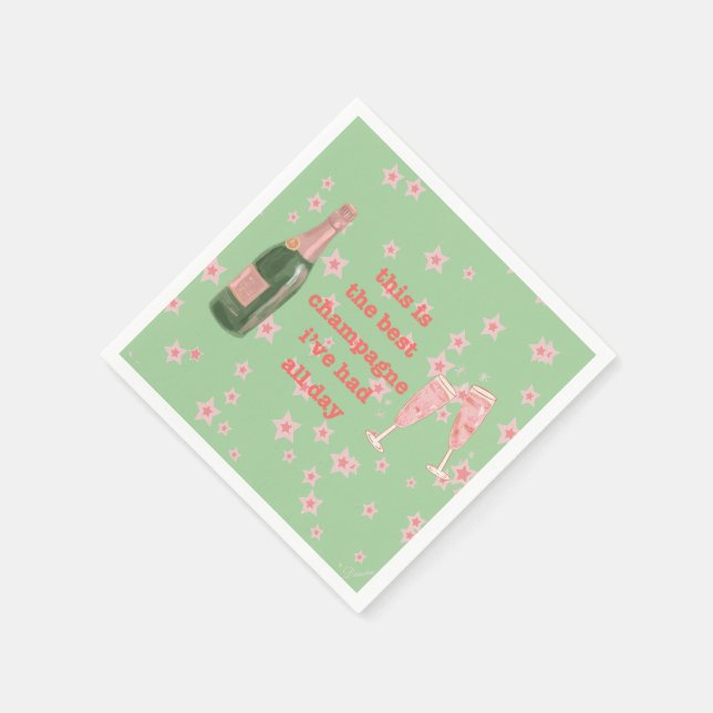 Green Bougie Champagne Flaschenangebot Serviette (Ecke)