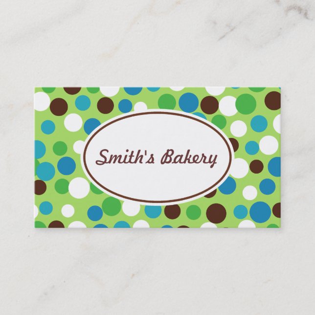 Green Bouncing Dots Business Card Visitenkarte (Vorderseite)
