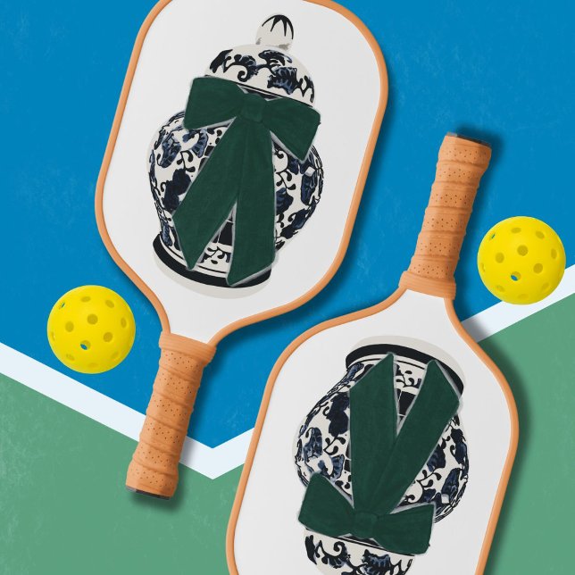 Green Bow Chinoiserie Vase Pickleball Paddle (Von Creator hochgeladen)
